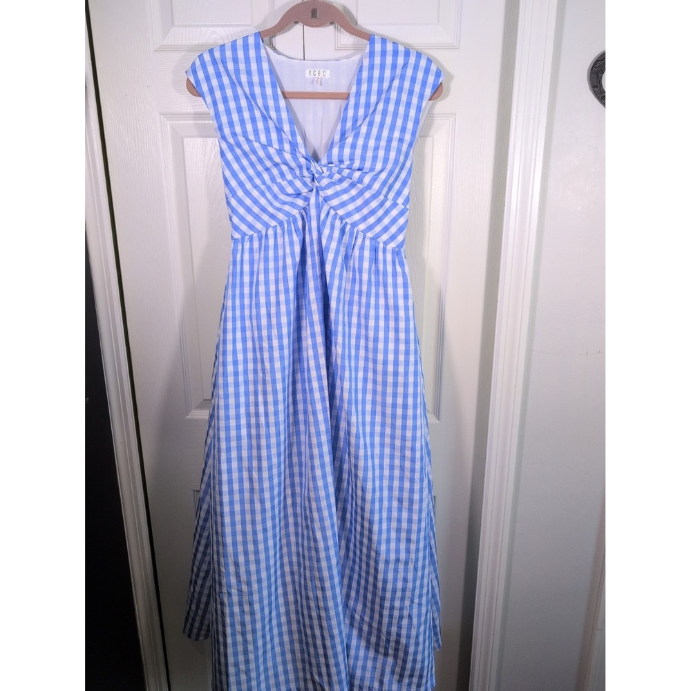 T C E C Sleeveless Blue And White Maxi Dress Women's SZ S